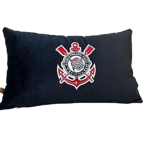 Almofada Rineira Bordada Corinthians 50x30cm Preto