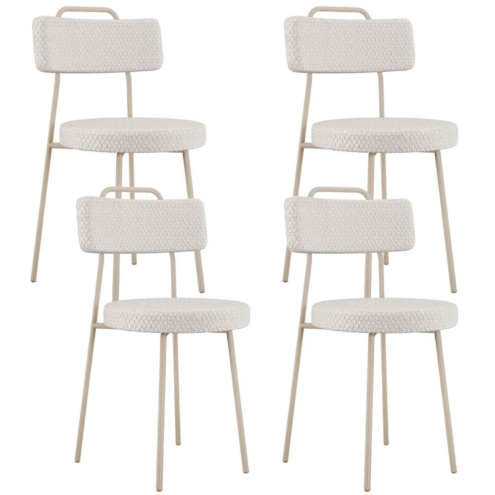 Kit 04 Cadeiras Decorativas Estofada Sala Jantar Barcelona Arena L02 Bouclê Cru - Lyam