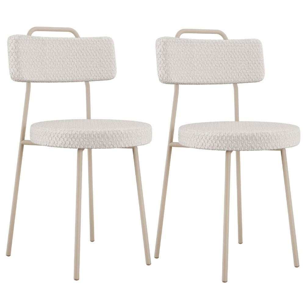 Kit 02 Cadeiras Decorativas Estofada Sala Jantar Barcelona Arena L02 Bouclê Cru - Lyam