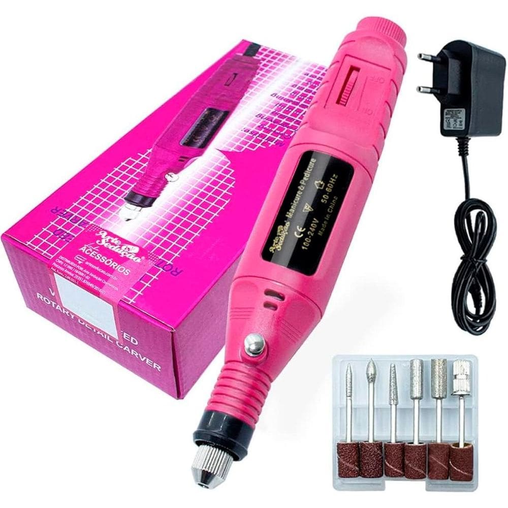 Caneta Lixadora Elétrica Rosa Profissional