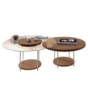 Conjunto de Mesas de Centro Sky com Tampo de Vidro e em MDF - HB Móveis