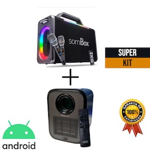 Projetor de Imagens Multimídia - Sistema Operacional Android 9.0 + Caixa De Som Potente 200W RMS Bluetooth