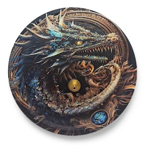 Incensário Metal Vareta Dragão Azul e Dourado Íman 11 cm