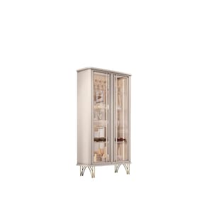 Cristaleira com 02 Portas Vidro Évora Sala de Jantar Off White - Montanaris Decor