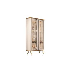 Cristaleira com 02 Portas Vidro Évora Sala de Jantar Off White /Cinamomo - Montanaris Decor