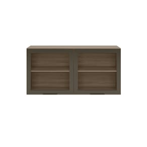 Armário Aéreo Etna 120cm 2 Portas Vidro Fumê - Carvalho OAK/Off White Poliman