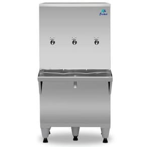 Bebedouro Industrial de Coluna Frisbel 100 Litros 2 Torneiras Gelada e 1 Natural Inox - 110V
