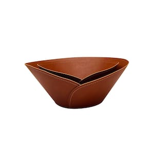 Conjunto 2 Centros de Mesa em Couro Sintético Marrom TH0118 BTC