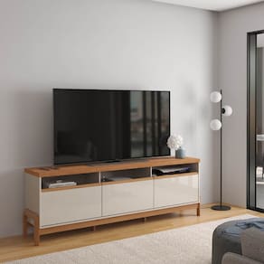 Rack Elegance 1.9 para TV até 75 polegadas 1 Porta 2 Gavetas Off White/Jequitibá - Lukaliam