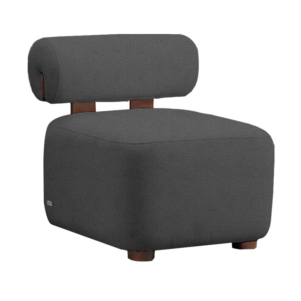 Poltrona Livi Escritório Bouclê Cinza - Vallisa Decor