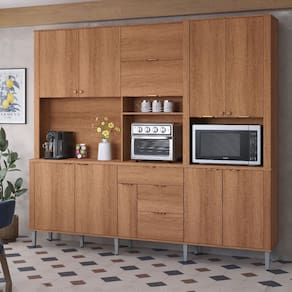 Armário de Cozinha Astra 10 Portas 4 Gavetas Jequitibá - Lukaliam
