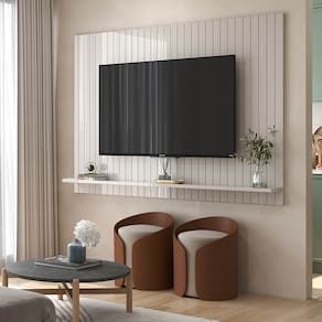 Painel para TV até 75 polegadas Dallas com 1 Prateleira Off White/Jequitibá - Lukaliam