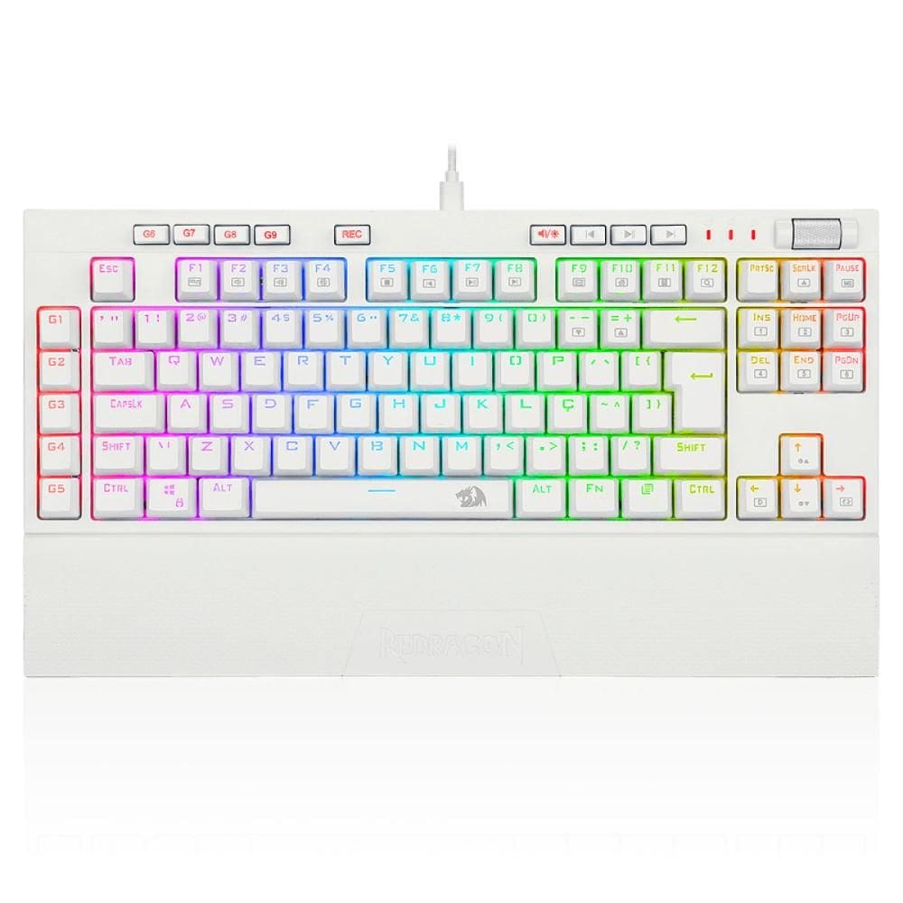 Teclado Mecânico Gamer Redragon Broadsword Pro ABNT2 Switch Blue Óptico Iluminação RGB K588W-RGB-PRO