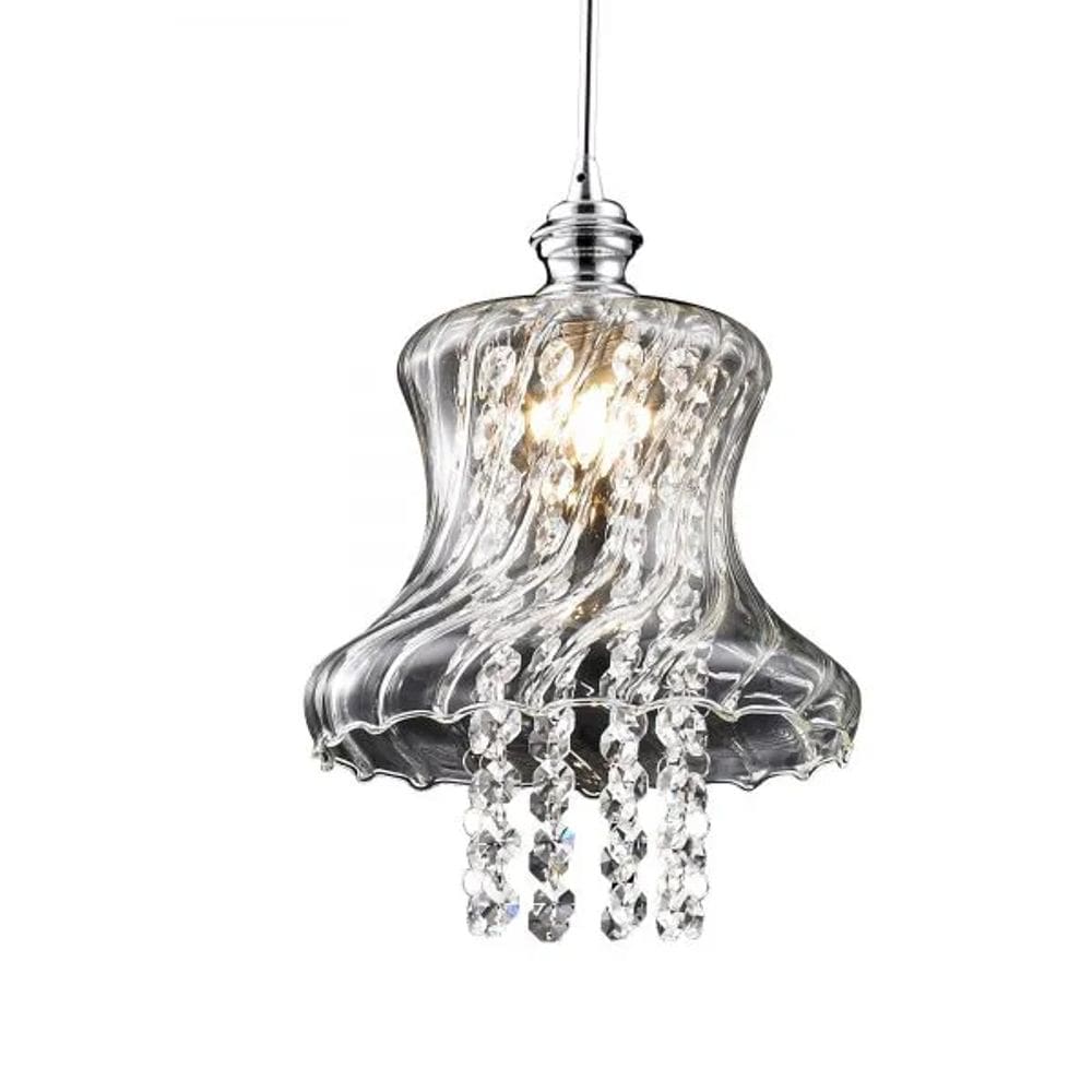 Pendente Vidro Transparente com Cristais 14,5cm PE-012/1.19 Mais Luz
