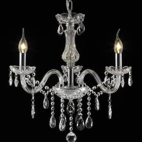Lustre 3 Braços Cristais Transparente 52cm 3E14 LU-016/3.52 Mais Luz