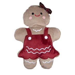 Almofada Pelucia Biscoito de Gengibre 37x52cm Gingerbella Natal Vermelho