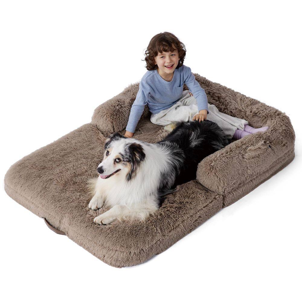 Cama dobrável para cães humanos para crianças com suporte de espuma de ovo