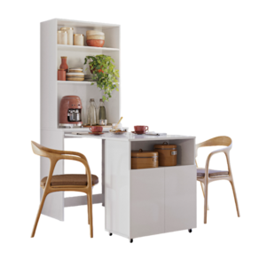 Bancada Armário Cantinho do Café Dueto - Branco/Branco