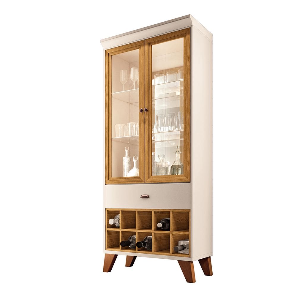 Cristaleira Adega Sala de Jantar Yves Off White/Cinamomo H01 - D`Rossi