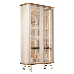 Cristaleira de Vidro com Espelho e LED Lucie Off White/Cinamomo H01 - D`Rossi