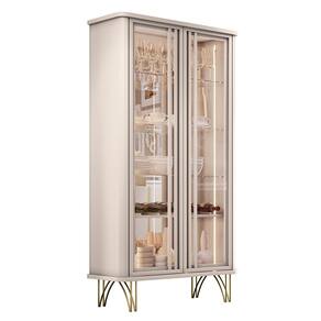 Cristaleira de Vidro com Espelho e LED Lucie Off White H01 - D`Rossi