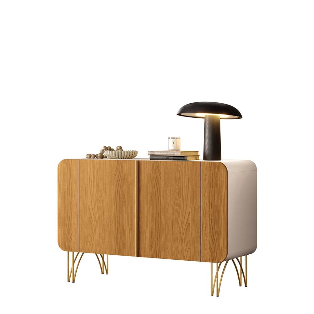 Balcão Aparador Buffet Pé Metal Lossy Off White/Cinamomo H01 - D`Rossi