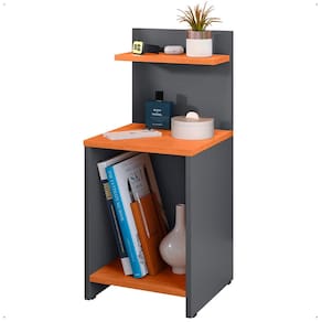 Mesa Cabeceira Fantasy Nicho Porta Objetos Prateleira Organizadora Mesinha Lateral Decoração Quarto Cinza/Cinamomo - Lojas RPM