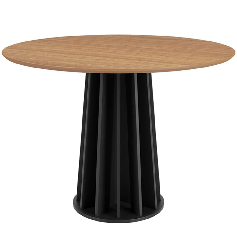 Mesa De Jantar Redonda Pés Ripado Orgânico 105cm Ceci D03 Freijó Preto Fosco - Lyam Decor