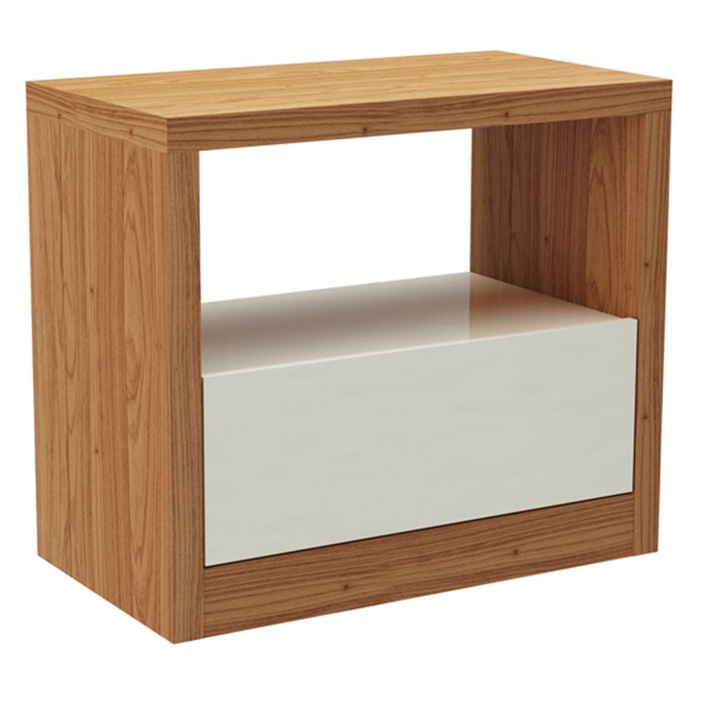 Mesa de Cabeceira Moderna 1 Gaveta Cameron D03 Freijó Off White - Lyam Decor