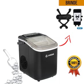Maquina De Gelo Em Cubos Portatil 12kg 1,3l Preto 220v + Suporte de Celular