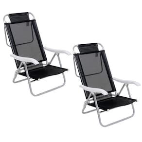 Kit 2 Cadeira Reclinável Sunny 6 Posições Alumíno Praia Piscina Camping Preta - 063007 Belfix