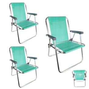 Kit 3 Cadeira de Praia Alta Alumínio Lazy Sannet Verde Mormaii - 023568 Belfix