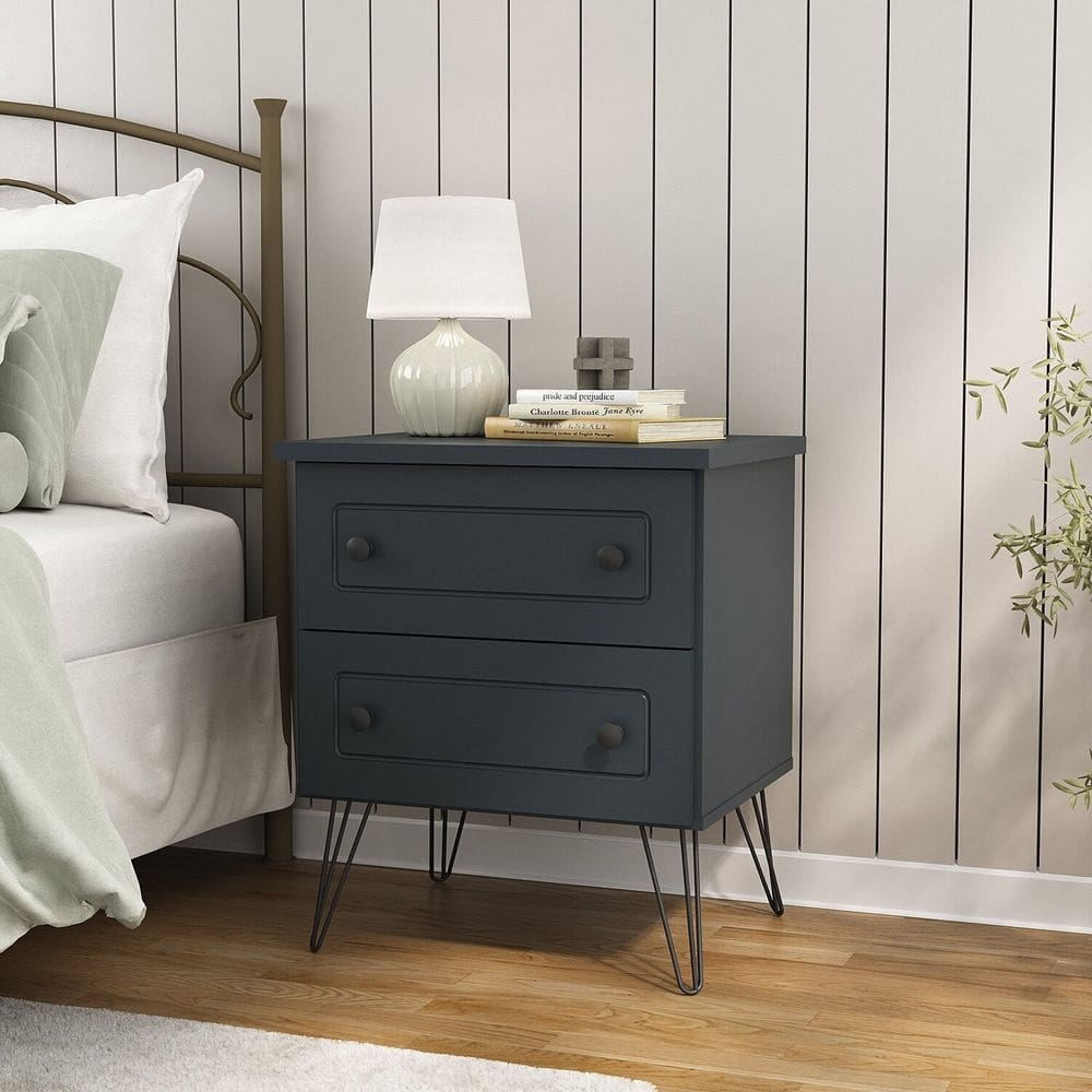 Mesa de Cabeceira 2 Gavetas 62,5x54x42,8 Cm Fort Grafitto