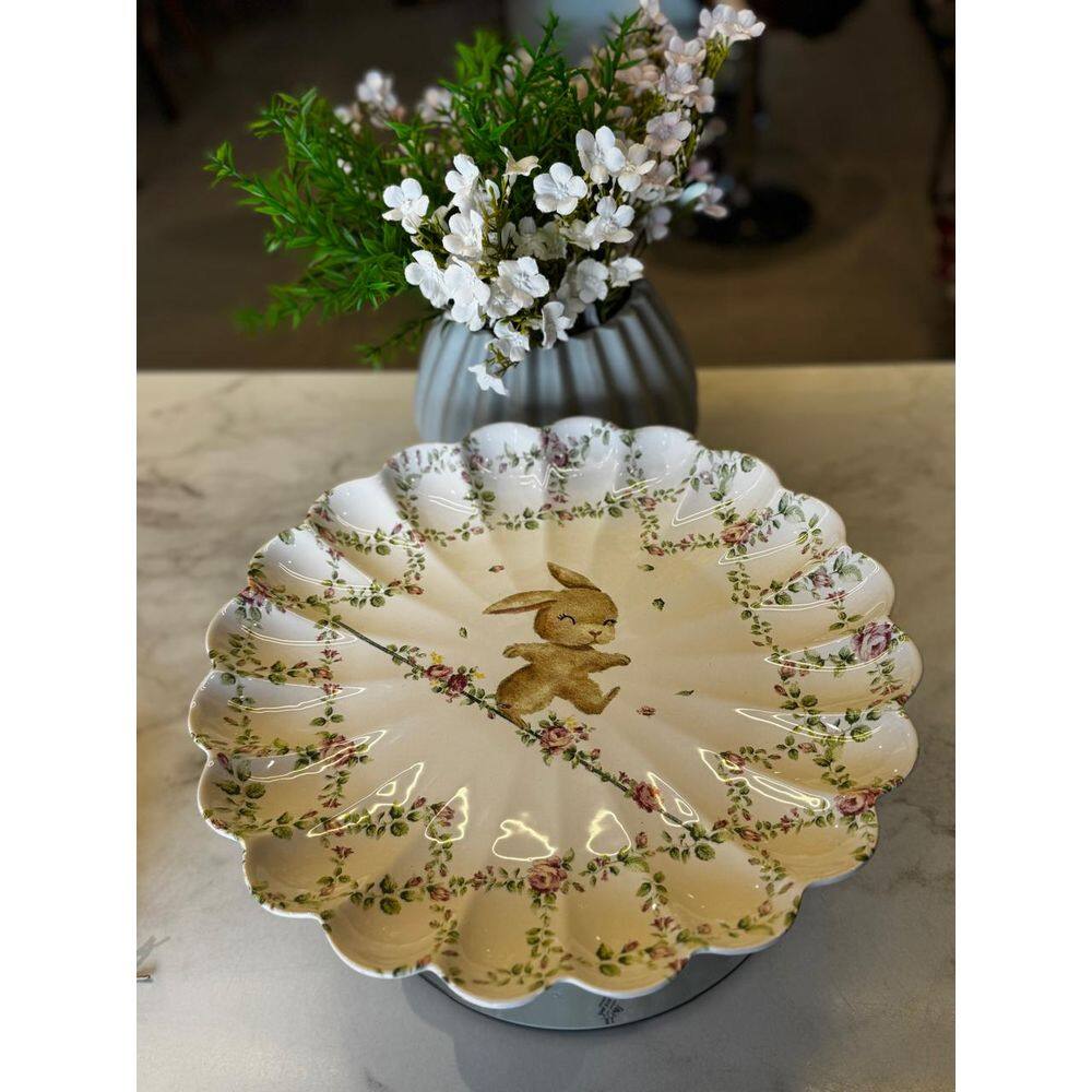 Porta Torta Boleira C/ Pe Happy Rabbit