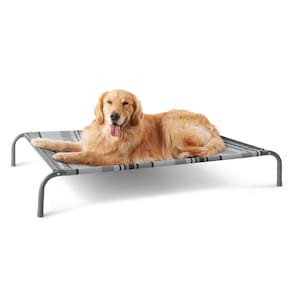 Cama para cães Bedsure Large Elevated Cooling Outdoor Listrada Cinza