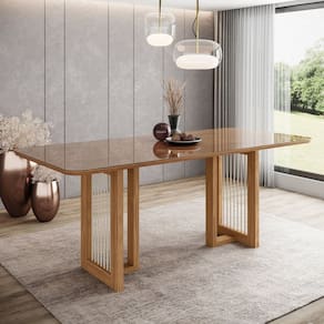 Mesa Yara para 6 Lugares Tampo de 200cm Canto Arredondado Marrom