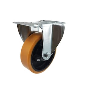 Rodízio Fixo 5” FLR 514 UFN 300kg PU Laranja Bucha 106527 Rod-Car