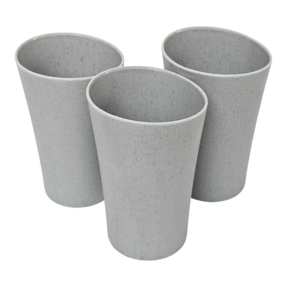 Kit 03 Copos Plastico Duro Resistente Bebidas 400ml Cinza