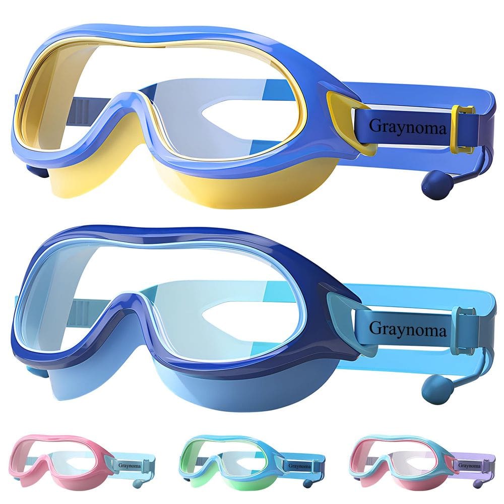 Óculos de natação Graynoma, 2 pacotes, antiembaçante, proteção UV para crianças