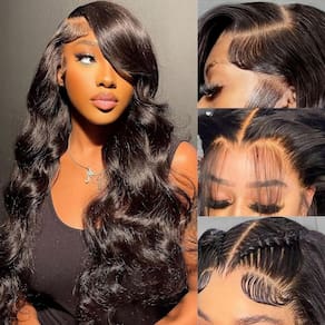Perucas frontais de renda Hoisali Body Wave 60 cm 200% de densidade HD Lace