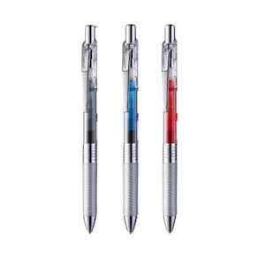 Kit 03 Canetas Gel Energel Infree Pentel 0.7mm Ponta Fina Cores Básicas Tecnologia Japonesa