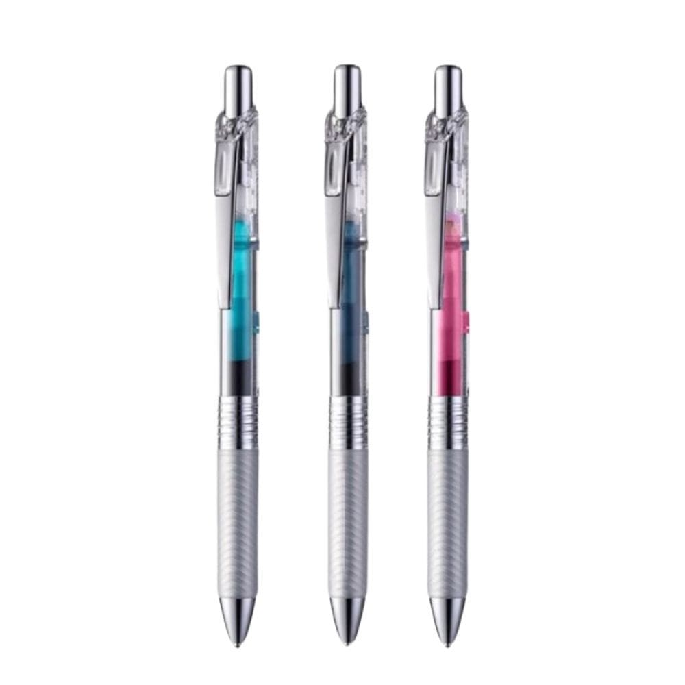 Kit 03 Canetas Gel Energel Infree Pentel 0.5mm Ponta Fina Coloridas Tecnologia Japonesa