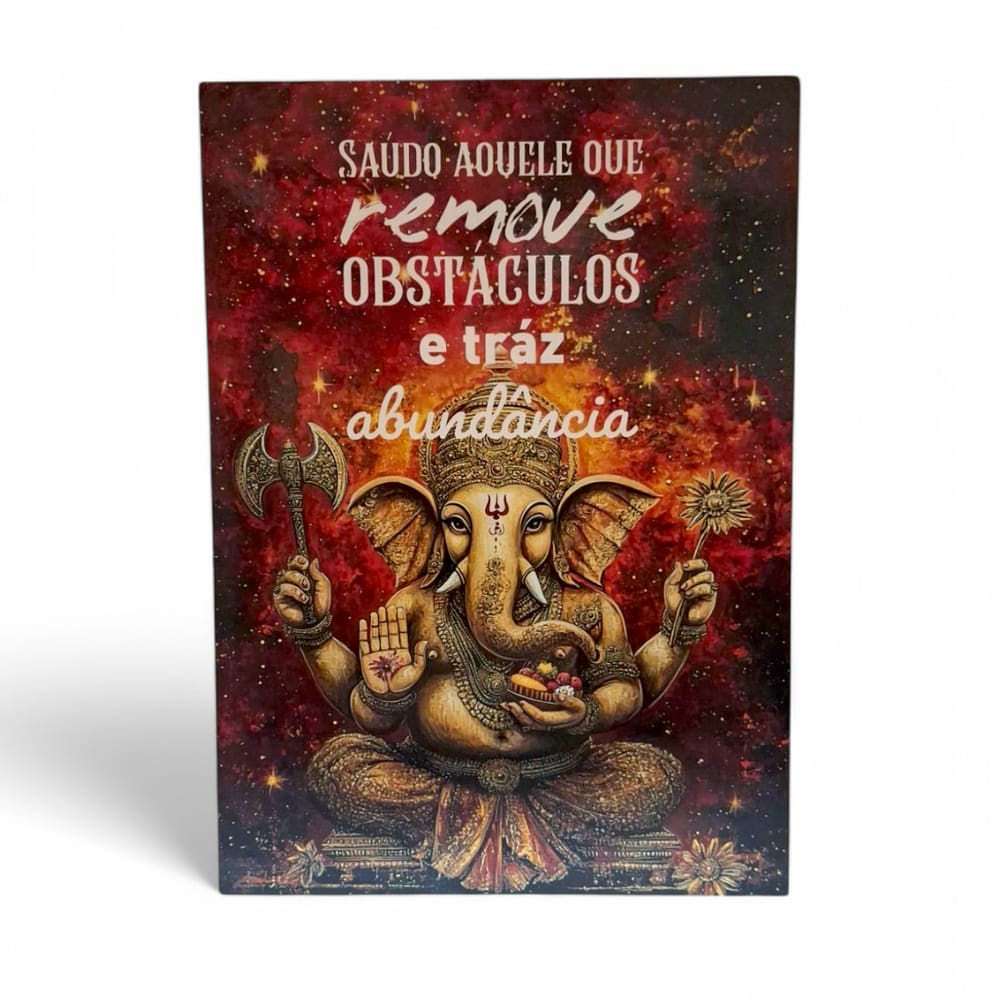Placa Decorativa Ganesha Espiritual Mdf Fita DuplaFace 27 cm