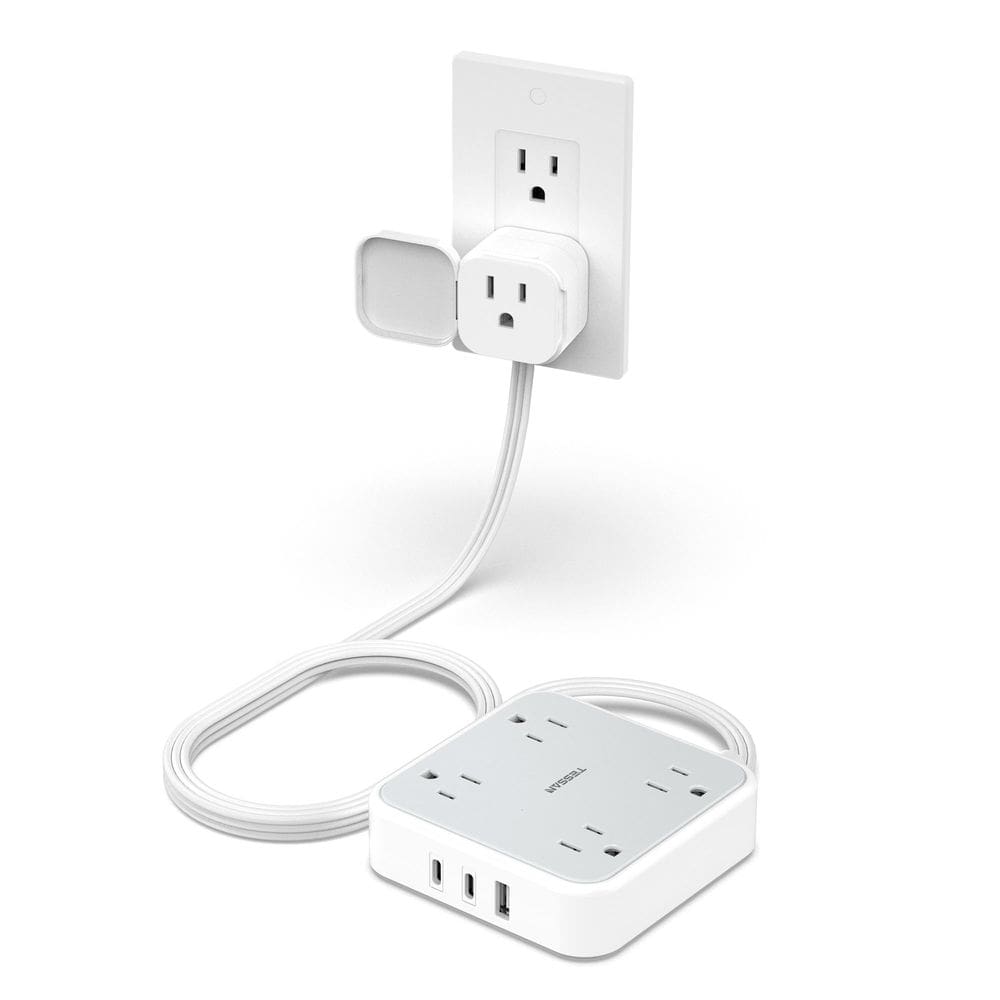 Protetor de sobretensão Power Strip TESSAN, tampa de saída com USB