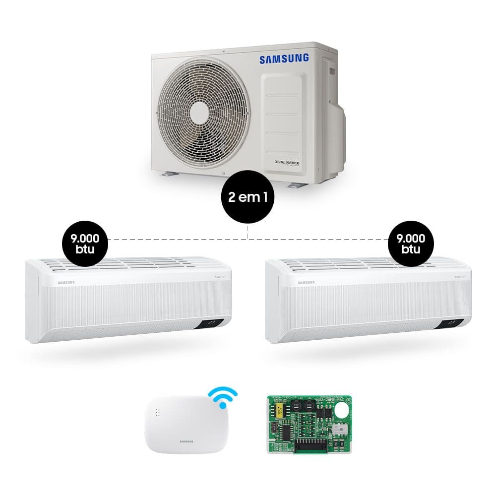 Bi-Split Samsung WindFree 18.000 BTUs (Hi Wall 2x9.000) Quente/Frio com WiFi