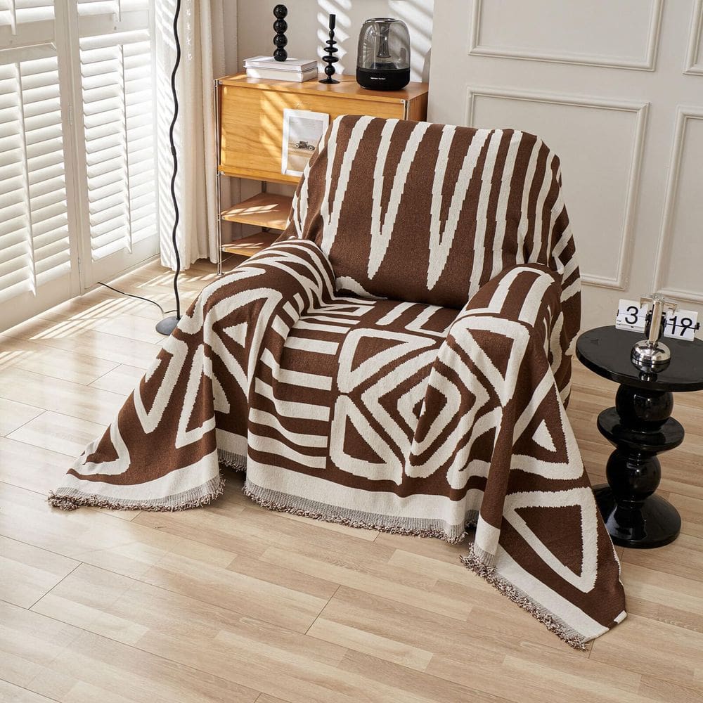 Capa de sofá HANDONTIME Chocolate Boho reversível 180x260cm