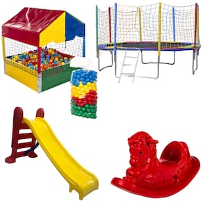 Cama Elástica 3,05m Piscina de Bolinha 1,00m c/ 500 Bolinhas Escorregador Médio Gangorra 1 Lugar
