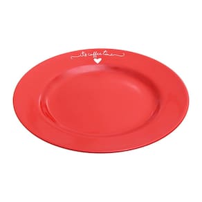 Prato de Sobremesa Etilux Porcelana Lamour Vermelho 19cm
