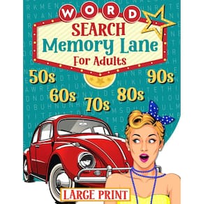 Livro de busca de palavras com impressão grande Memory Lane para adultos