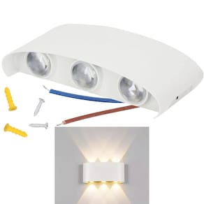 Arandela Parede Luminaria Meia lua Led 6W 6 Fachos Iluminaçao Garagem Casa Varanda Quintal